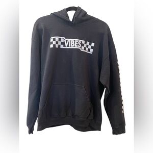 Artist Union Men’s Hoodie Black Vibes Checkered Sweatshirt Size: Large